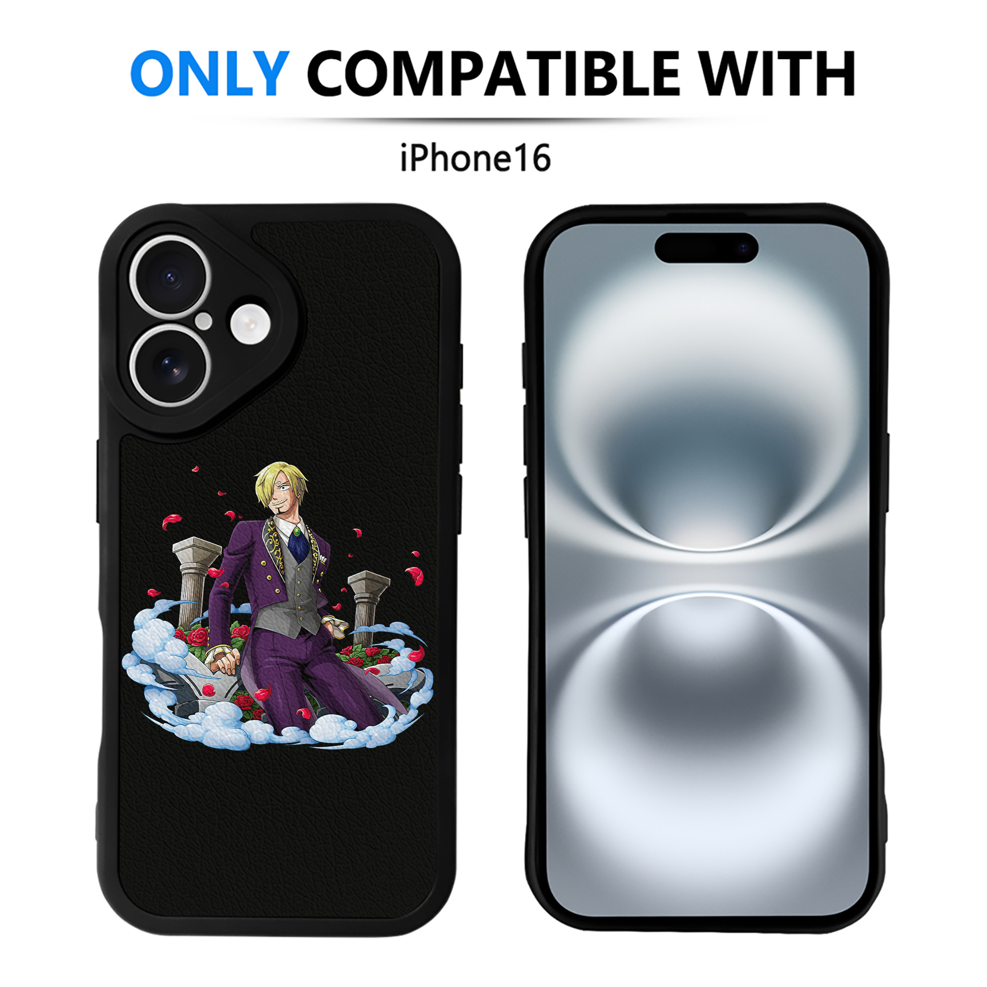 （画像用） ワンピース サンジ ONE PIECE Sanji 【iPhone 16シリーズ対応】シリコンスマホケース（レザー調） 材質：シリコン